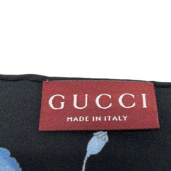 Auth GUCCI - 786262 Black Blue White Silk Scarf - Picture 4 of 4
